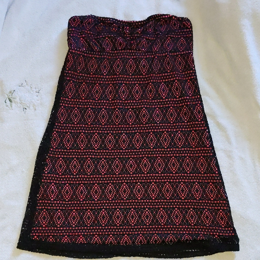 Empyre Pink and Black Strapless Sheath Mini Dress Size S